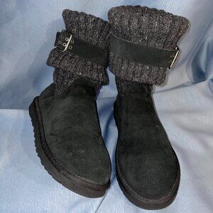 UGG Black Waterproof CAMBRIDGE Suede & Knit Boot S/N 1003175, Women Size 7